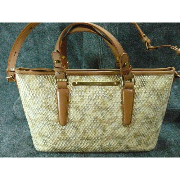 Brahmin Shoulderbag Snakeskin Asher Beige Hartford Neutral Handbag Crossbody‎ - Picture 1 of 16
